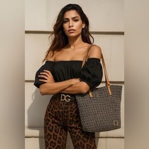 Fendi Zucchino Shoulder-Tote Bag With COA